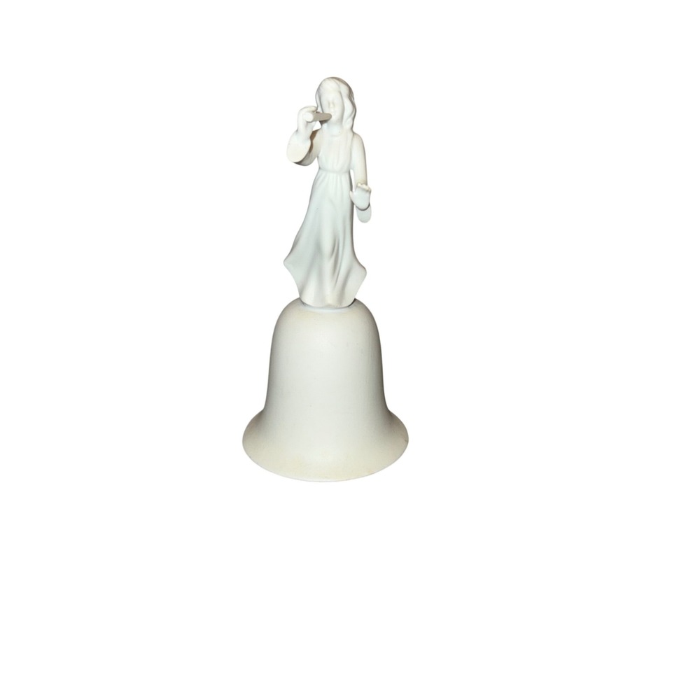 Enesco Vintage 1990 Angel Decorative Bell White Bisque Porcelain